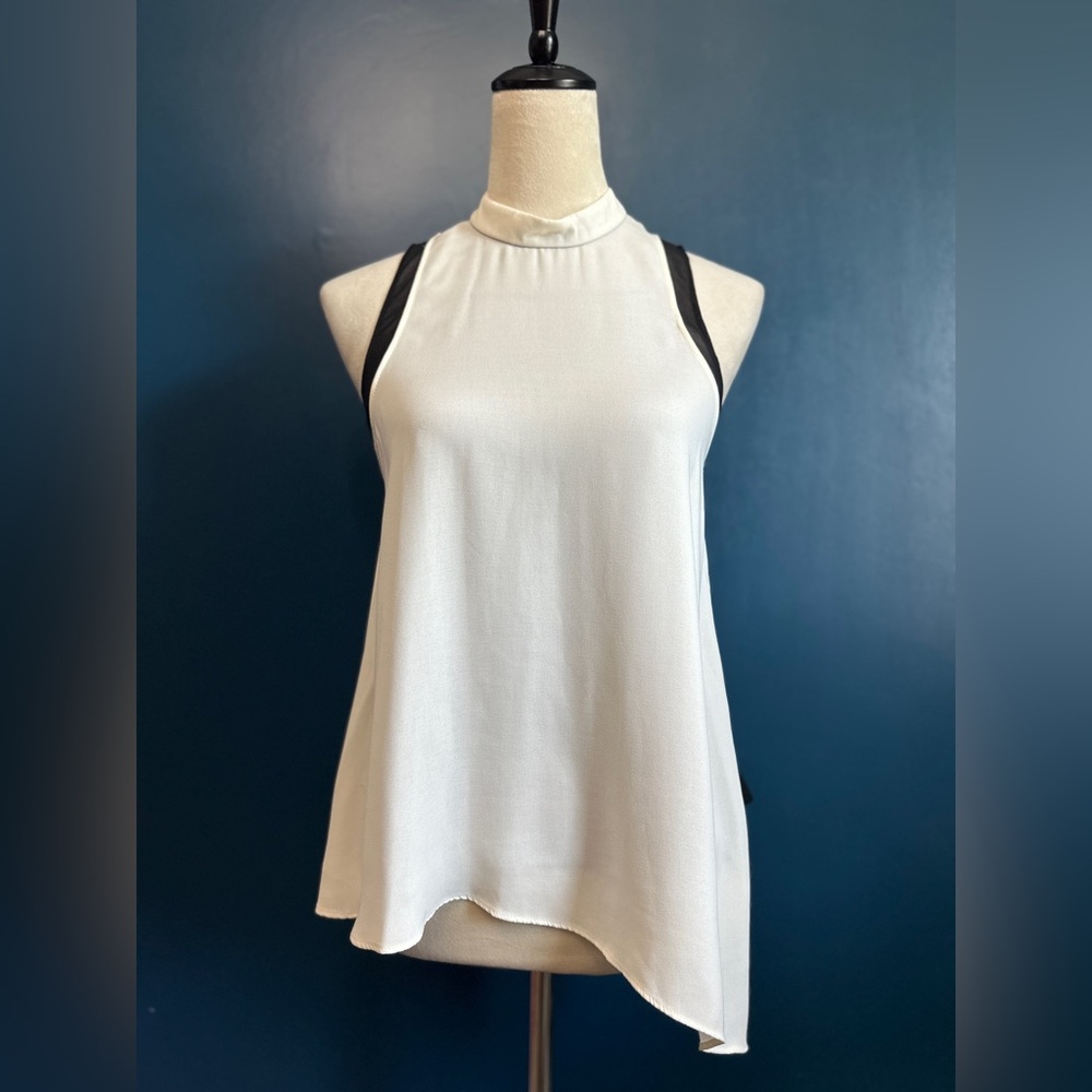 RACHEL RachelRoy Sleeveless High Neck Asymmetrical Chiffon Blouse EUC Size Small